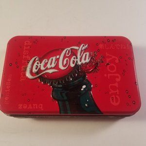coca cola playing cards in tin case two decks